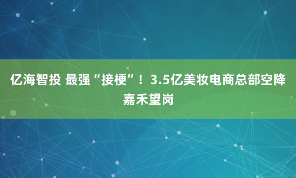 亿海智投 最强“接梗”!3.5亿美妆电商总部空降嘉禾望岗